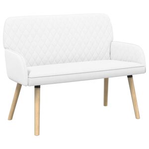 vidaXL 2-Sitzer Sofa mit Massivholzbeinen 2-Sitzer Wei&szlig; Leinenstoff
