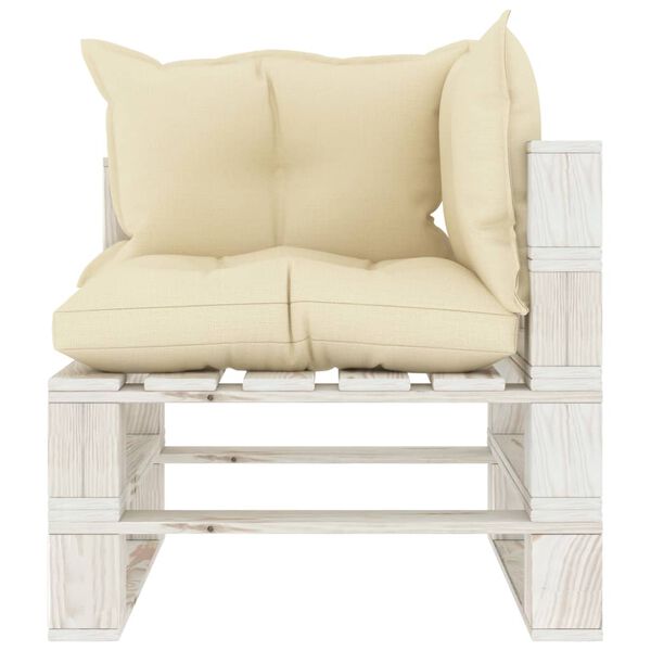 vidaXL Garten-Paletten-Ecksofa mit Kissen in Creme Holz