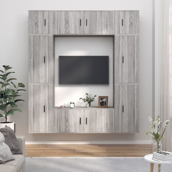 vidaXL 8-tlg. TV-Schrank-Set Grau Sonoma Holzwerkstoff