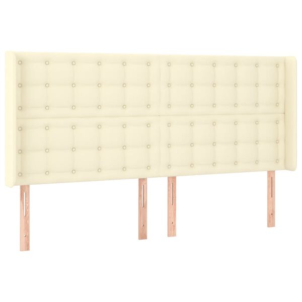 vidaXL Kopfteil mit Ohren Creme 203x16x118/128 cm Kunstleder