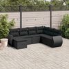 vidaXL 7-tlg. Garten-Sofagarnitur mit Kissen Schwarz Poly Rattan