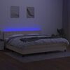 vidaXL Boxspringbett mit Matratze & LED Creme 200x200 cm Stoff