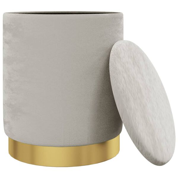 vidaXL Runder Aufbewahrungshocker Hellgrau Samt 31 x 37 cm