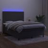 vidaXL Boxspringbett mit Matratze & LED Dunkelgrau 140x190 cm Samt