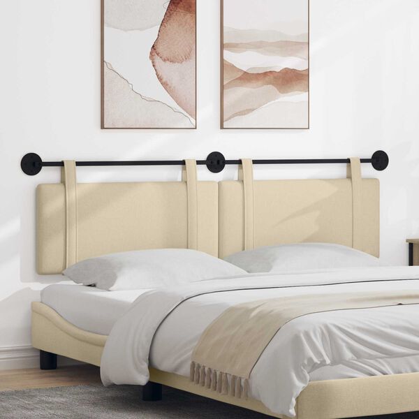 vidaXL H&auml;ngevorderseite Wandmontiert Uni Creme 170 x 55 x 5 cm Stoff