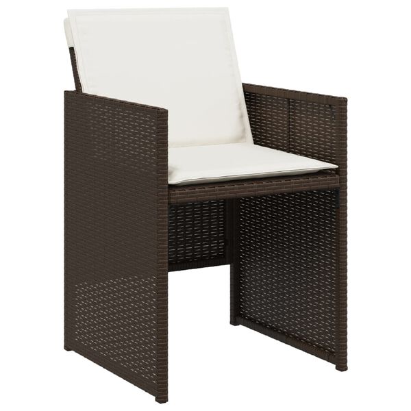 vidaXL 15-tlg. Garten-Essgruppe mit Kissen Braun Poly Rattan