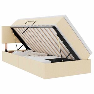vidaXL LED-Speicherbett mit Matratze Creme 90 x 190 cm Stoff