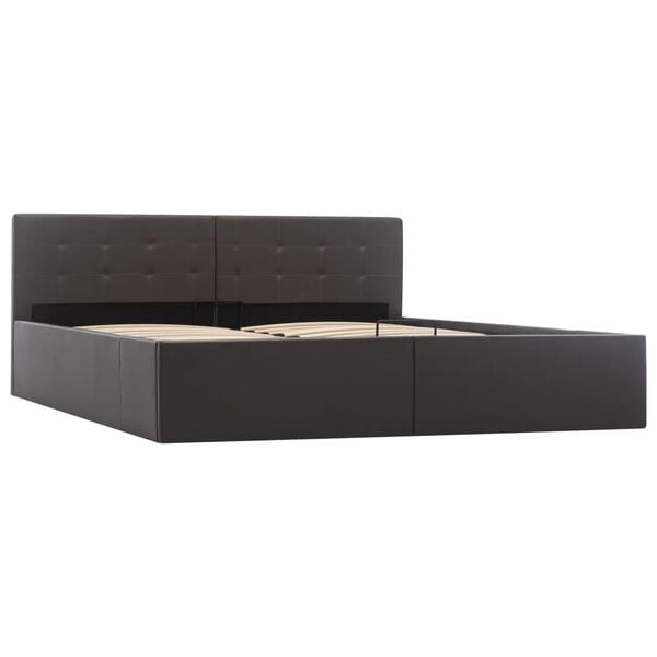 vidaXL Stauraumbett Hydraulisch Grau Kunstleder 160×200cm