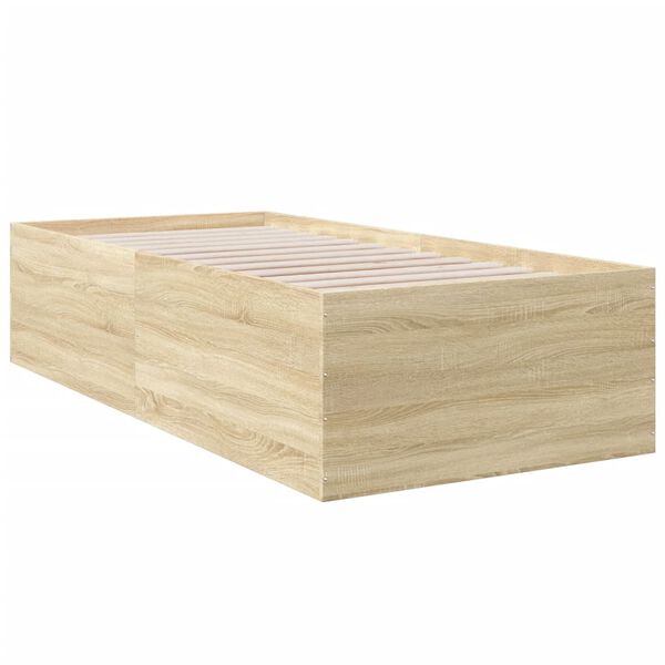 vidaXL Bettgestell Sonoma-Eiche 75x190 cm Holzwerkstoff
