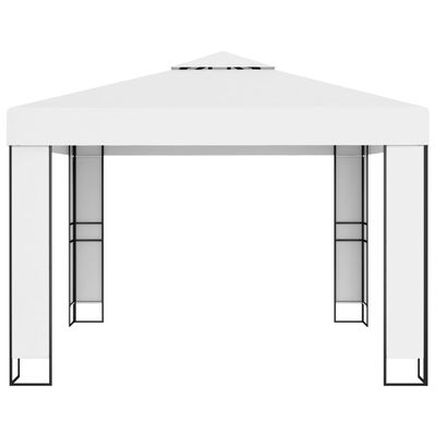 vidaXL Pavillon mit Doppeldach & LED-Lichterkette 3x3 m Weiß