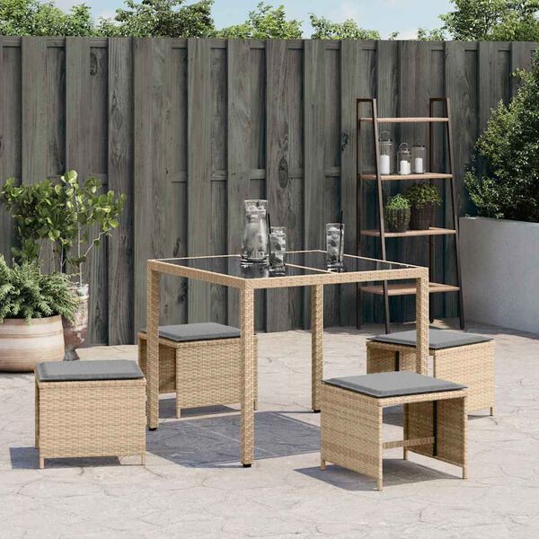 vidaXL Gartenhocker Kissen 4Stk. Beigemischung 41x41x36 cm Poly Rattan