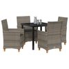 vidaXL Garten Essgruppe 5 pcs Grau Poly-Rattan