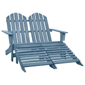 vidaXL Adirondack-Gartenbank 2-Sitzer mit Fu&szlig;teil Tannenholz Blau