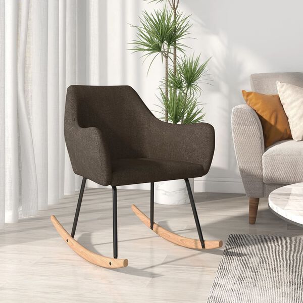 vidaXL Schaukelstuhl Dunkelbraun Stoff