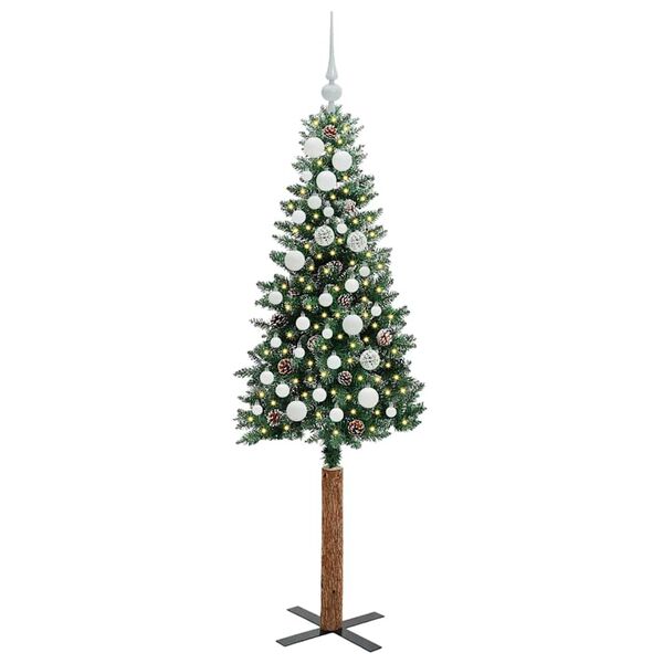 vidaXL Schlanker Weihnachtsbaum mit 150 LEDs mit St&auml;nder Gr&uuml;n 150 cm