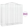 vidaXL Gabionen mit Hochbogen 13Stk. 200x50x180/200cm Verzinktes Eisen