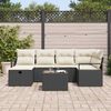 vidaXL Sofa Set mit Kissen 7 pcs Schwarz und Creme Poly-Rattan