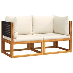 vidaXL Gartensofas-Ecke mit Kissen 2 Stk. Holz Akazie & Rattan