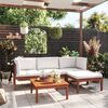 vidaXL 5-tlg. Garten-Lounge-Set mit Kissen Cremefarbenes Holz Akazie & Seil