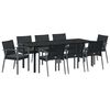 vidaXL Garten Essgruppe 9 pcs Schwarz und Grau PE-Rattan
