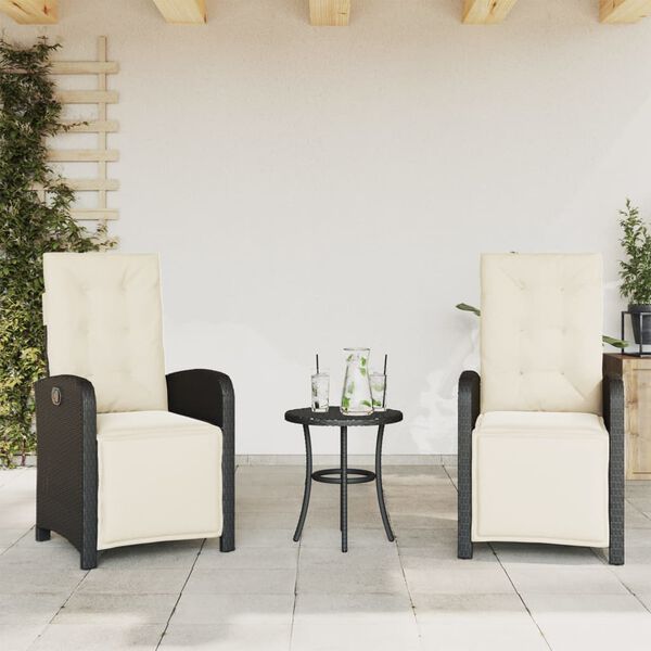 vidaXL Gartensessel mit Fußteil 2 Stk. Verstellbar Schwarz Poly Rattan