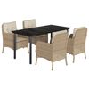 vidaXL 5-tlg. Garten-Essgruppe mit Kissen Beige Poly Rattan