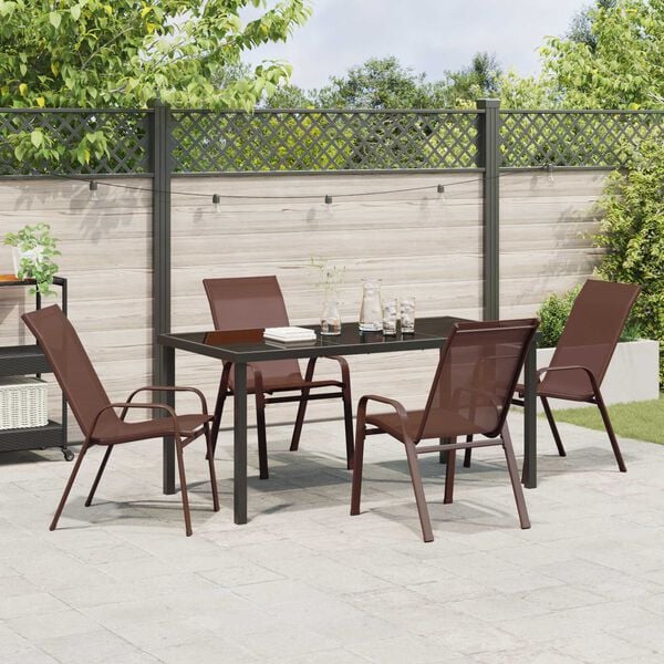 vidaXL Garten Essgruppe 5 pcs Braun und Schwarz