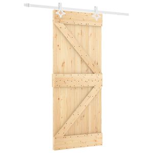 vidaXL Schiebet&uuml;r Nat&uuml;rlich und Wei&szlig; 80 x 210 cm Massives Kiefernholz