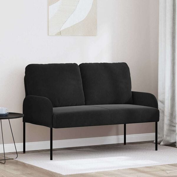 vidaXL Sofas mit Kissen 110cm Schwarz Sperrholz