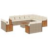 vidaXL 13-tlg. Garten-Sofagarnitur mit Kissen Beige Poly Rattan