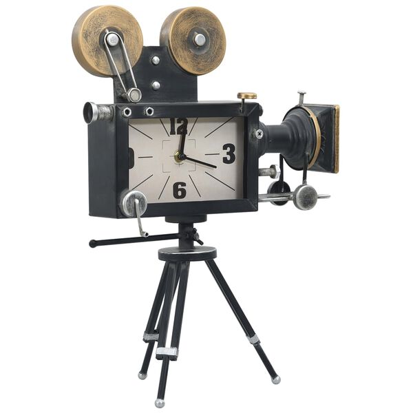 vidaXL Tischuhr Schwarz 34x18x47 cm Eisen und MDF