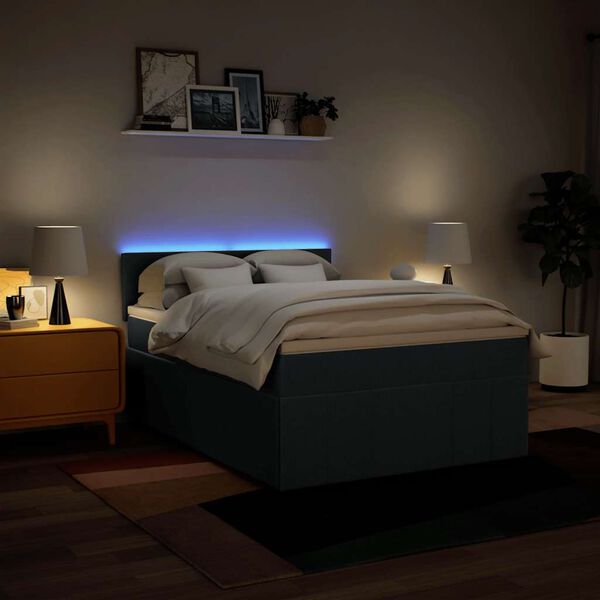 vidaXL Boxspringbett mit Matratze Blau 140x190 cm Stoff