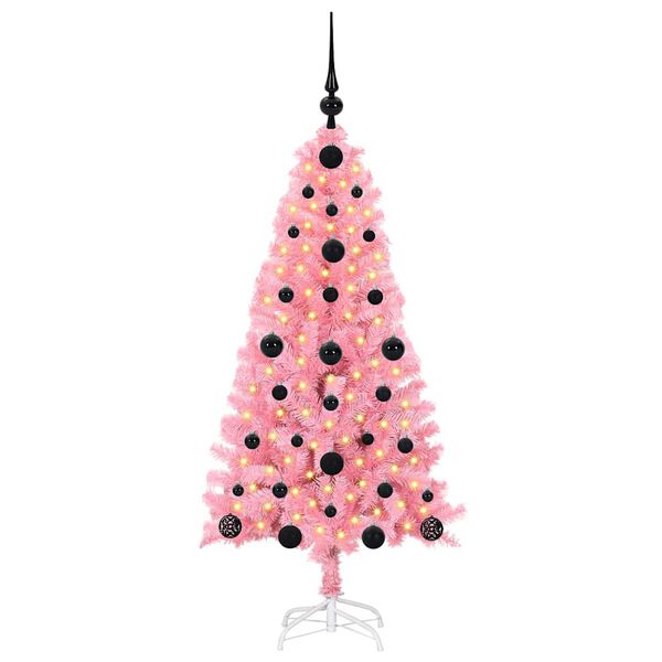 vidaXL Weihnachtsbaum mit 150 LEDs mit St&auml;nder Rosa 120 cm PVC