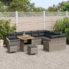 vidaXL Garten-Sofa-Set mit Kissen 12 pcs Grau Poly Rattan