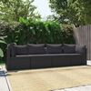 vidaXL 4-tlg. Garten-Sofagarnitur mit Auflagen Poly Rattan Schwarz