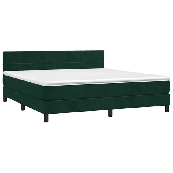 vidaXL Boxspringbett mit Matratze Dunkelgr&uuml;n 160x200 cm Samt