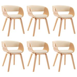vidaXL Esszimmerst&uuml;hle 6 Stk. Creme Bugholz und Kunstleder