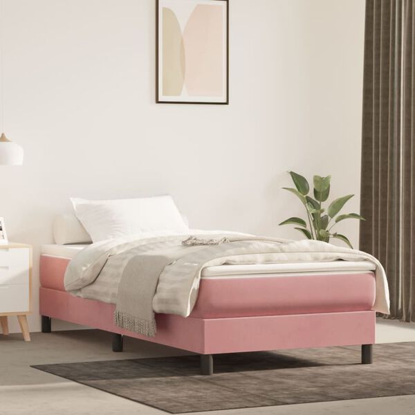 vidaXL Boxspringbett mit Matratze Rosa 90x200 cm Samt
