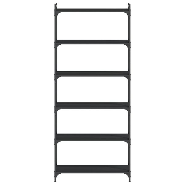 vidaXL B&uuml;cherregal 6 B&ouml;den Schwarz 80x30x188 cm Holzwerkstoff