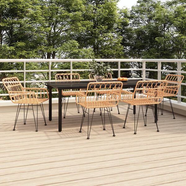 vidaXL 7-tlg. Garten-Essgruppe Poly Rattan