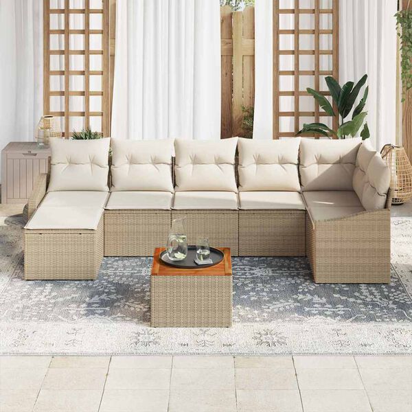 vidaXL Garten-Sofa-Set 8 pcs Beige und Wei&szlig;