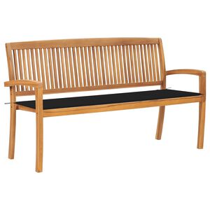 vidaXL Stapelbare Gartenbank mit Auflage 159 cm Massivholz Teak