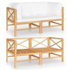 vidaXL 2-Sitzer-Gartensofa mit Creme Kissen Massivholz Teak