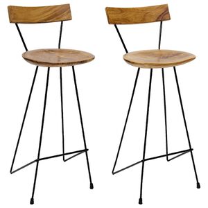 vidaXL Barhocker 2 Stk. Massivholz Teak