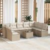 vidaXL Gartensofa-set mit Kissen 10 pcs Beige und Creme Poly-Rattan