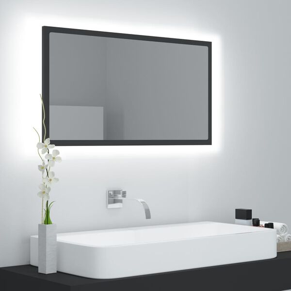vidaXL LED-Badspiegel Grau 80x8,5x37 cm Acryl