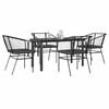 vidaXL 5-tlg. Garten-Essgruppe mit Kissen Schwarz Poly Rattan Glas