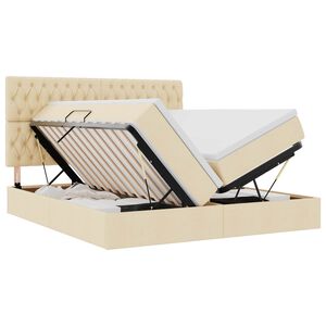 vidaXL Aufbewahrungsbett mit Kopfteil Creme 180 x 200 cm Stoff