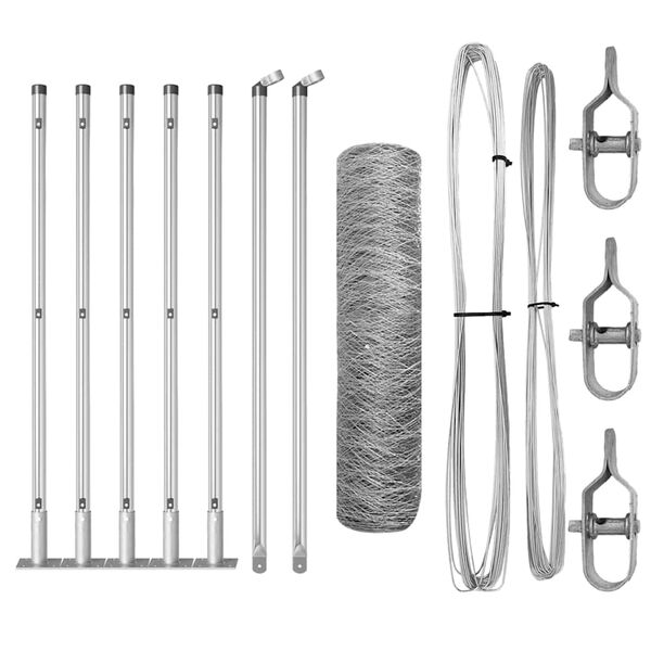 vidaXL Zaunpfosten Silber 10 x 0,4 m (36 mm Maschen) Stahl