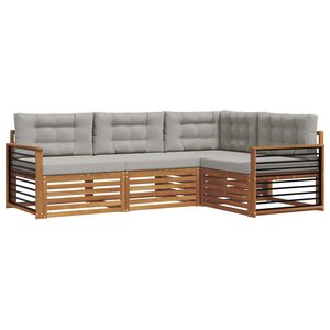 vidaXL Outdoor-Sofagarnitur mit Kissen 4 pcs Nat&uuml;rlich und Hellgrau